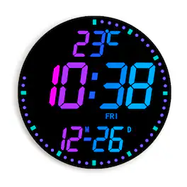 Unique Bargains - 12" Large Digital Wall Mount Clock Count Down Timer Alarm Big LED 12 RGB Color Temperature for Living Room Classroom - Basic