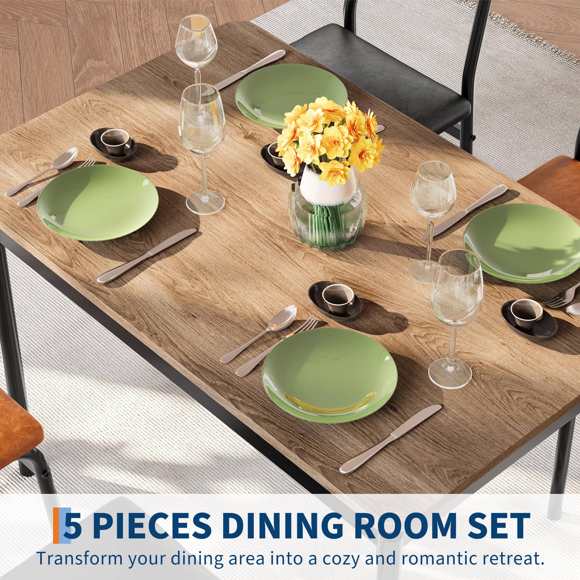 5 PIECES DINING ROOM SET  
Transform your dining area into a cozy and romantic retreat.