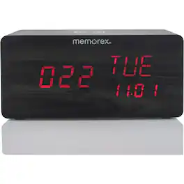 Memorex - MX-CRBT250 Bluetooth LED Alarm Clock with Wireless Charger - Black