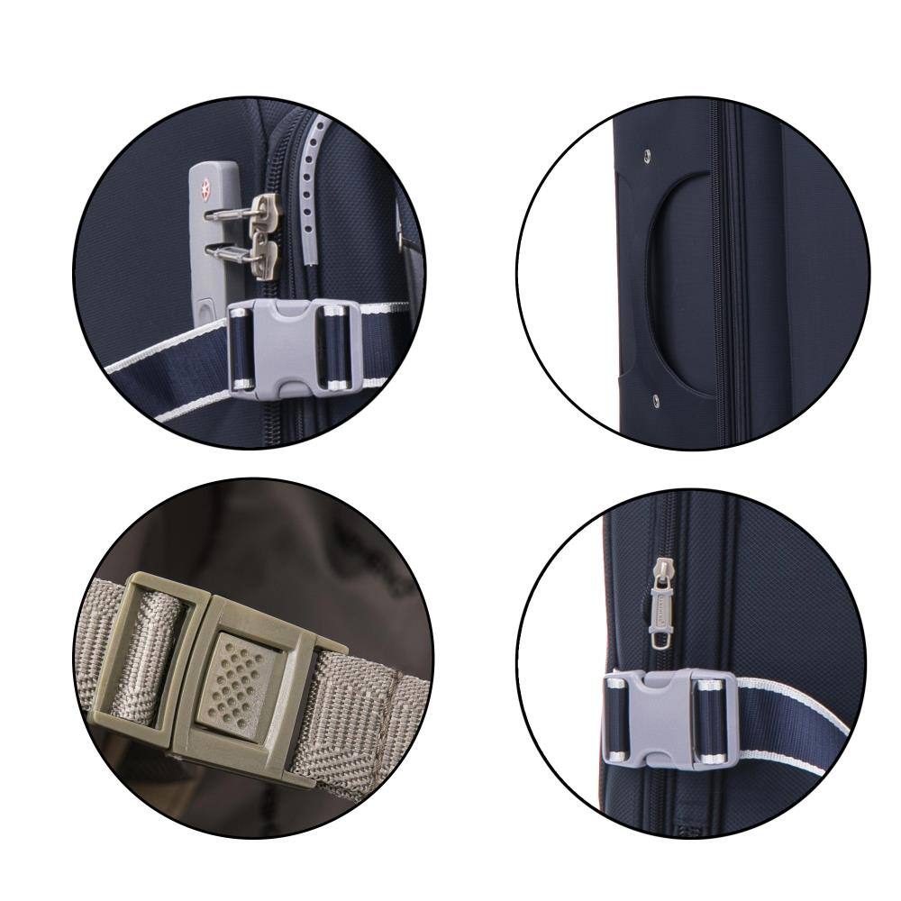 Back. BreeBe - Softside Upright Luggage Set , Lightweight,4-Piece (20//24/28/32) - Blue.