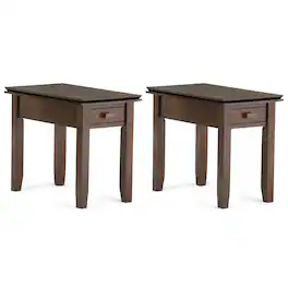 Simpli Home - Artisan 14 inch Narrow Side Table (Set of 2) - Russet Brown
