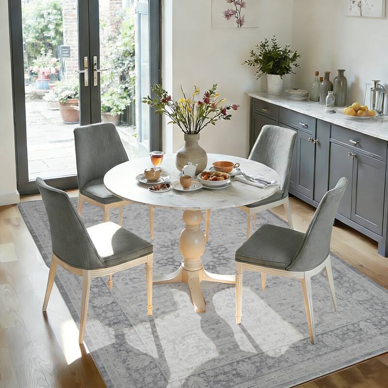 Back. RYHNUYNE - 5x7 Area Rugs Living Room Rug Washable Vintage Boho Rug No Slip Stain Resistant Soft Carpet Indoor Floor Floral Carpets - Painting.