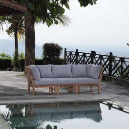 Marina 3 Piece Outdoor Patio Teak Set by Modway - Natural Gray
