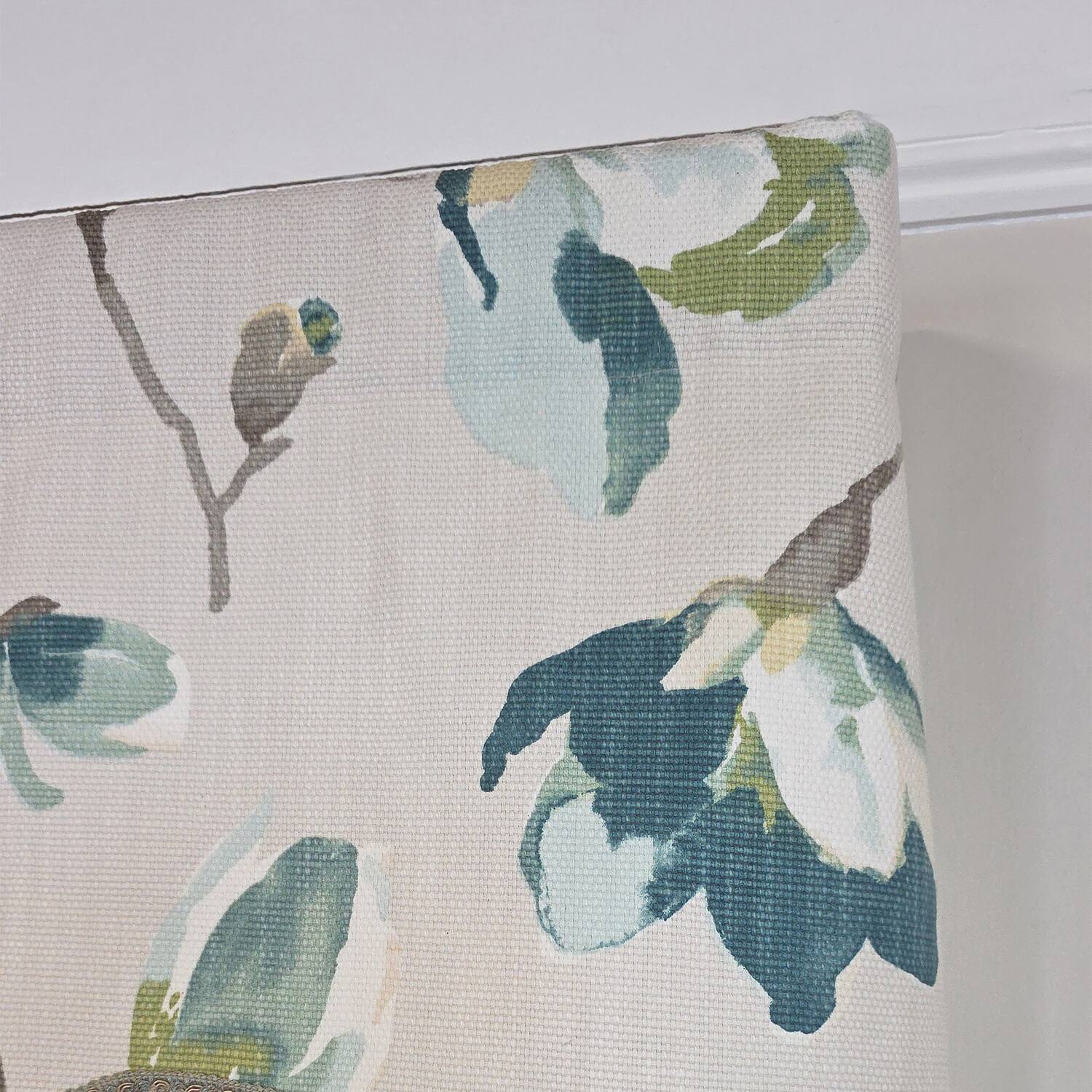 Back. RLF Home - RLF Home 100% Cotton Elmina Trimmed Cornice Lined Window Valance 50" x 17" Turquoise - Turquoise.