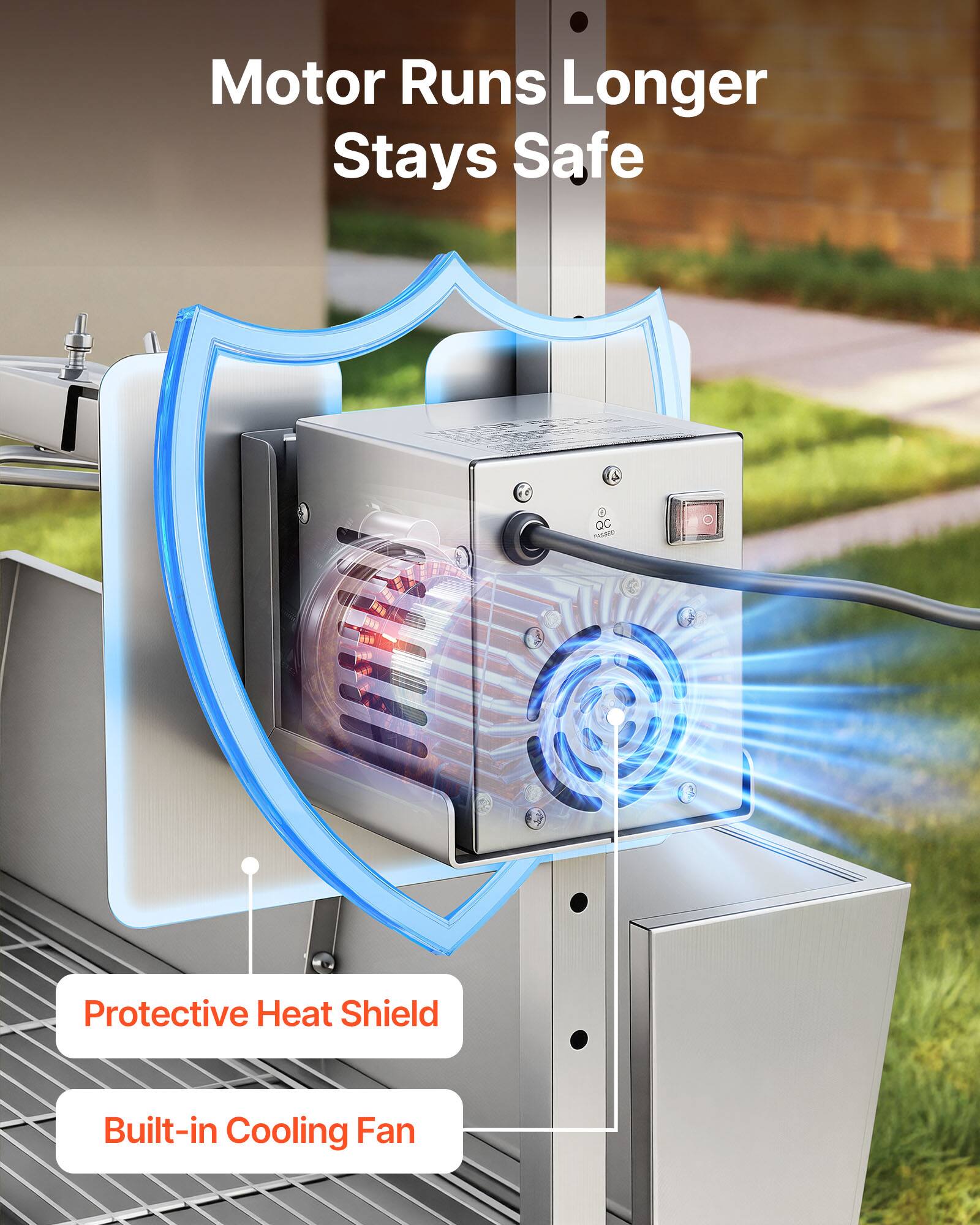 Motor Runs Longer Stays Safe  
QC TAMET TAaa  
Protective Heat Shield  
Built-in Cooling Fan