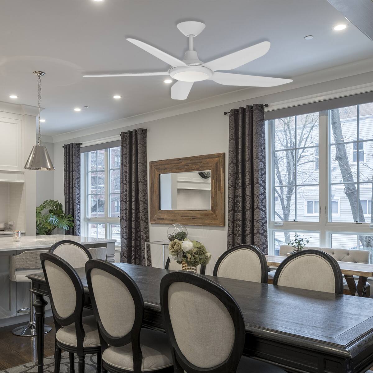 Alt View 7. ENLIGHT - 52" Smart DC Ceiling Fan, CCT & Dimmable Light, Efficient + Quiet DC Motor, Reverse Mode, Matter, 5-Blade, Damp Rated - White.