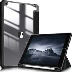 Front. Kitcheniva - Lightweight Shockproof Case For iPad 9th 8th 7th 10.2 Inch Clear Back Black - Black.
