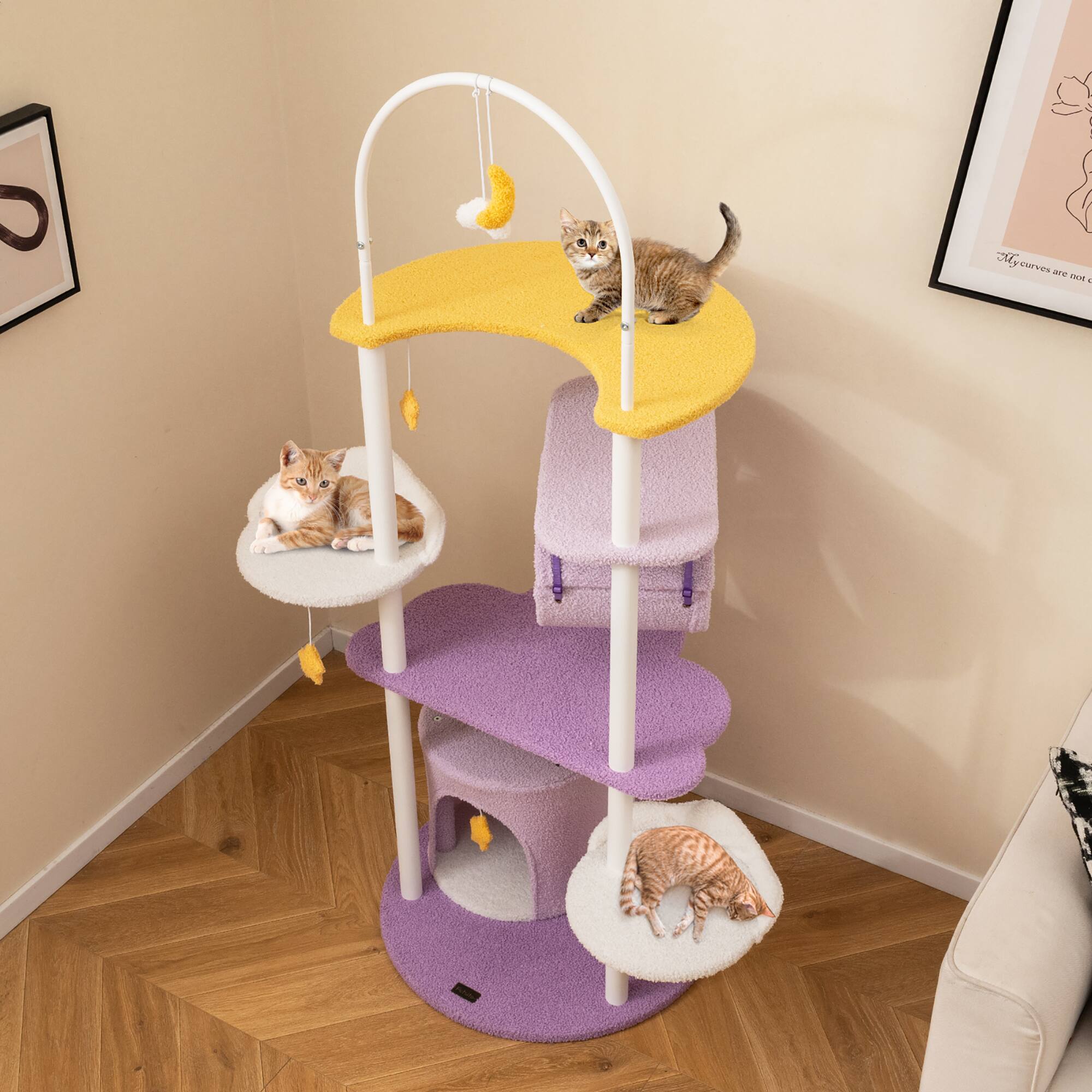 Alt View 1. Gymax - Gymax 62'' Multi-level Cat Tree w/ Moon-Shaped Top Perch Cloud-Shaped Jumping Platform.