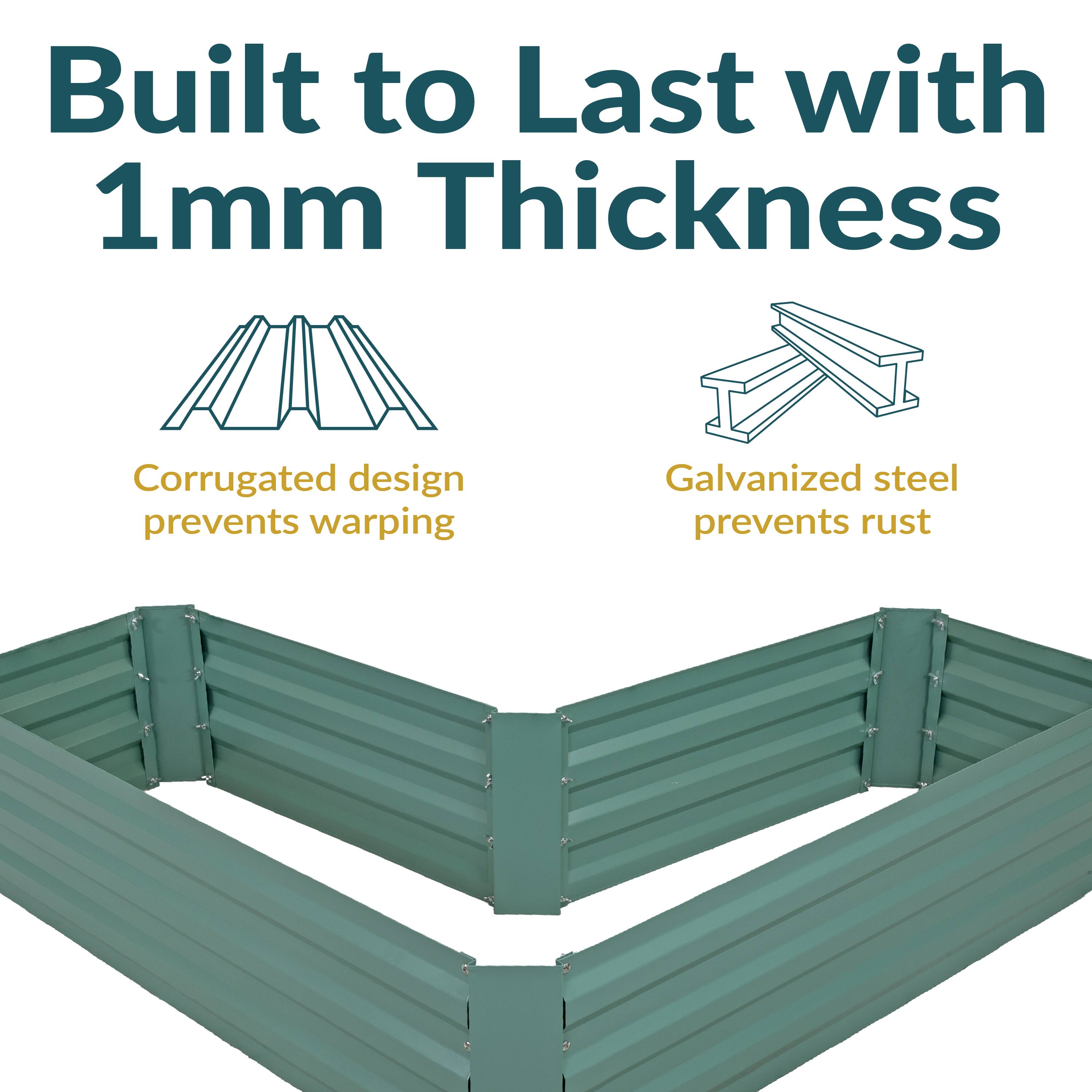 Built to Last with 1mm Thickness

- Corrugated design prevents warping
- Galvanized steel prevents rust