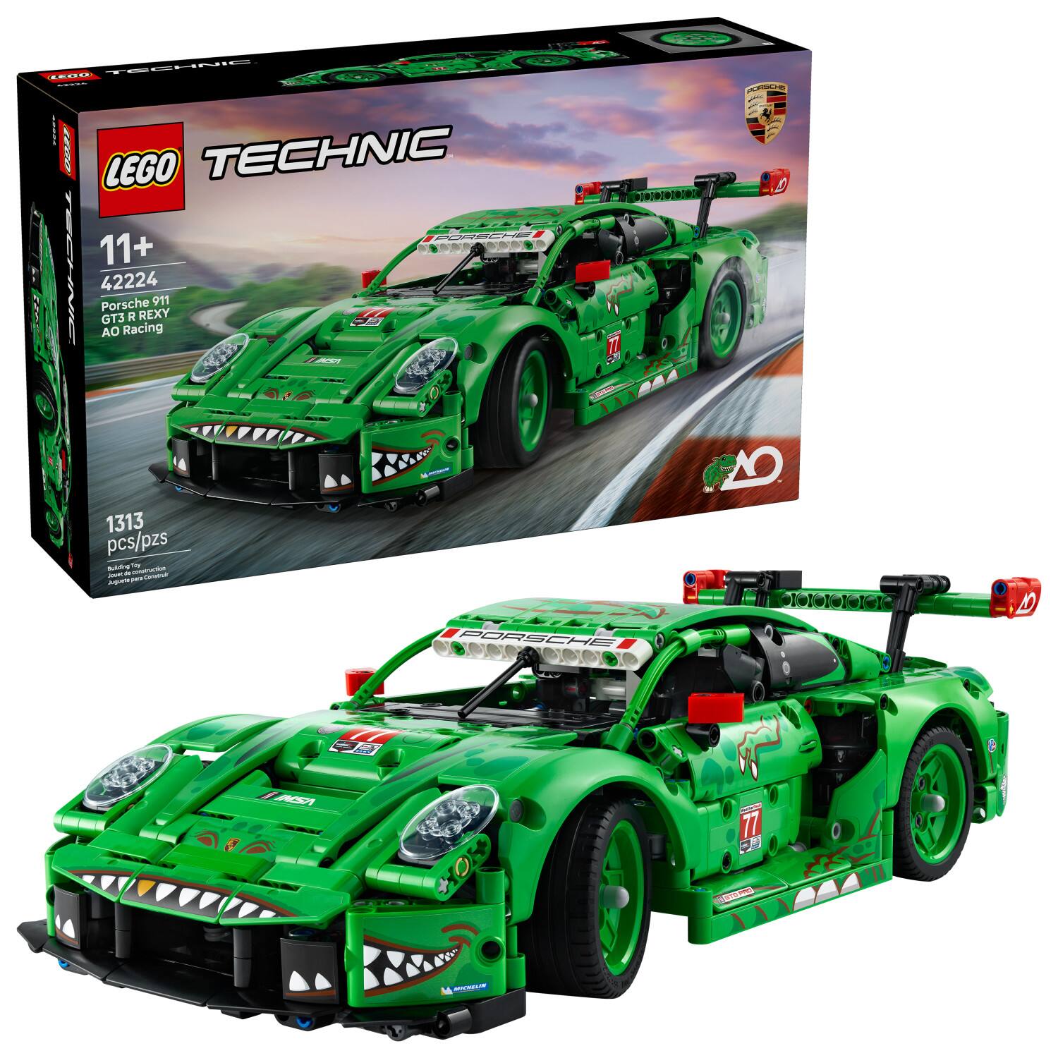 LEGO TECHNIC  
11+  
42224  
Porsche 911 GT3 R Rexy  
AO Racing  
1313 pcs/pzs