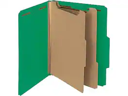 Smead - 100% Recycled Pressboard Classification Folders, 2/5-Cut Tab, Letter Size, 2 Dividers, 10/Box - Green