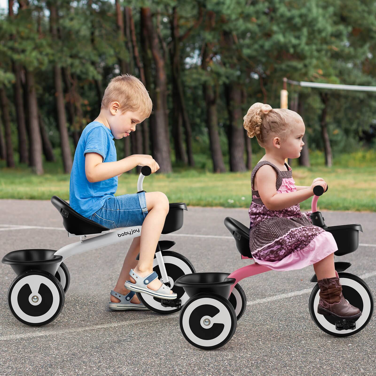 Alt View 3. Costway - Costway Toddler Tricycle Kids Trike with Adjustable Seat Front & Rear Storage Baskets - Wihte.