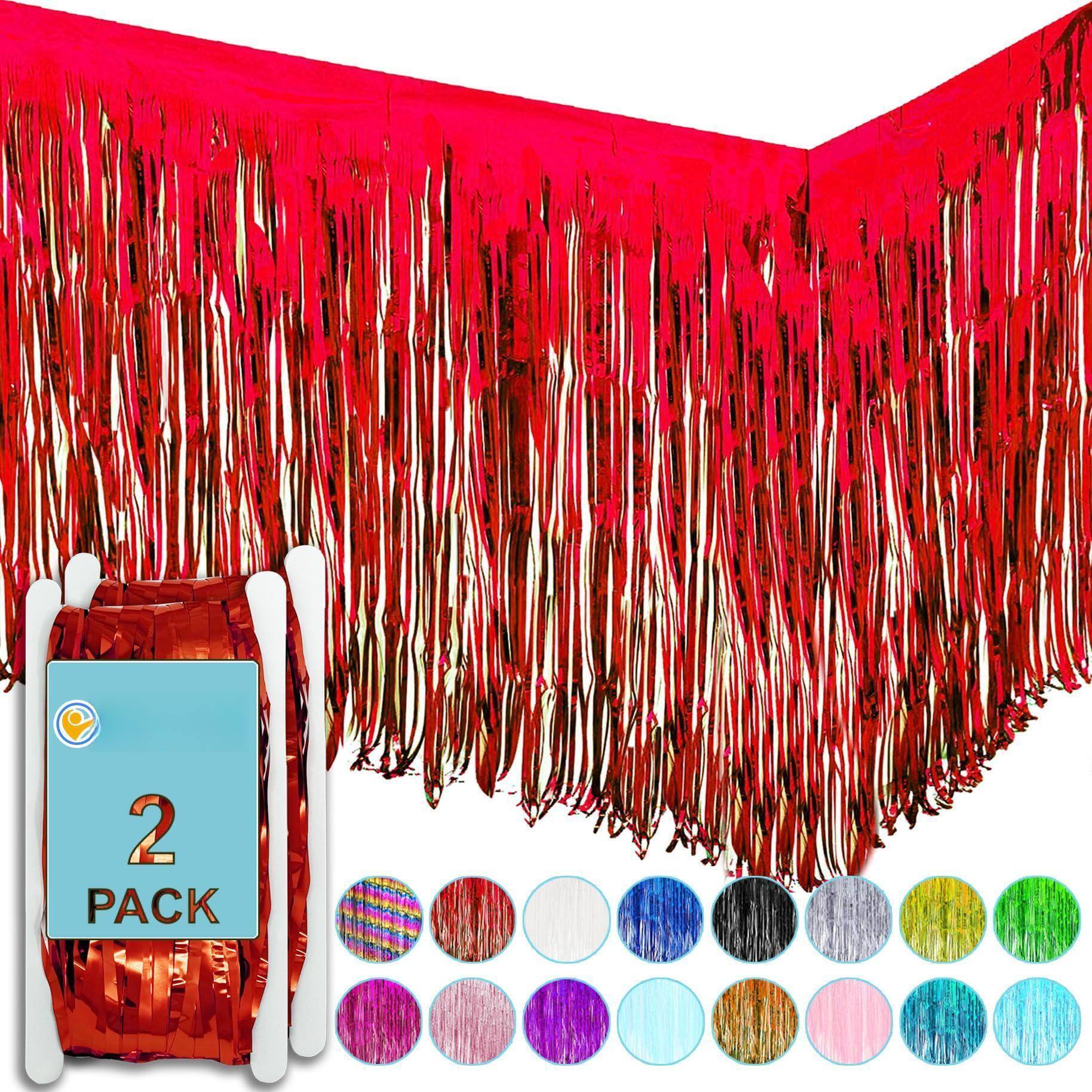 Dapper Styles Tinsel Table Skirt 2 pack Inch Metallic Foil Fringe ...