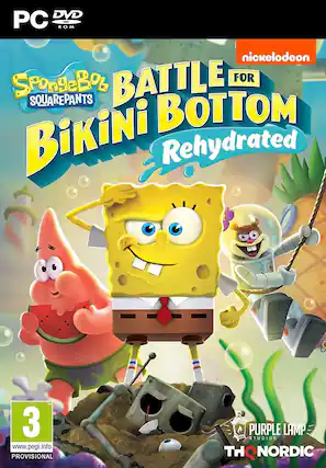 PC DVD ROM nickelodeon BATTLE FOR Bikini Bottom SpongeBob SQUAREPANTS Rehydrated IM 3 www.pegi.info PROVISIONAL PURPLE LAMP STUDIOS THQNORDIC - E (Everyone)