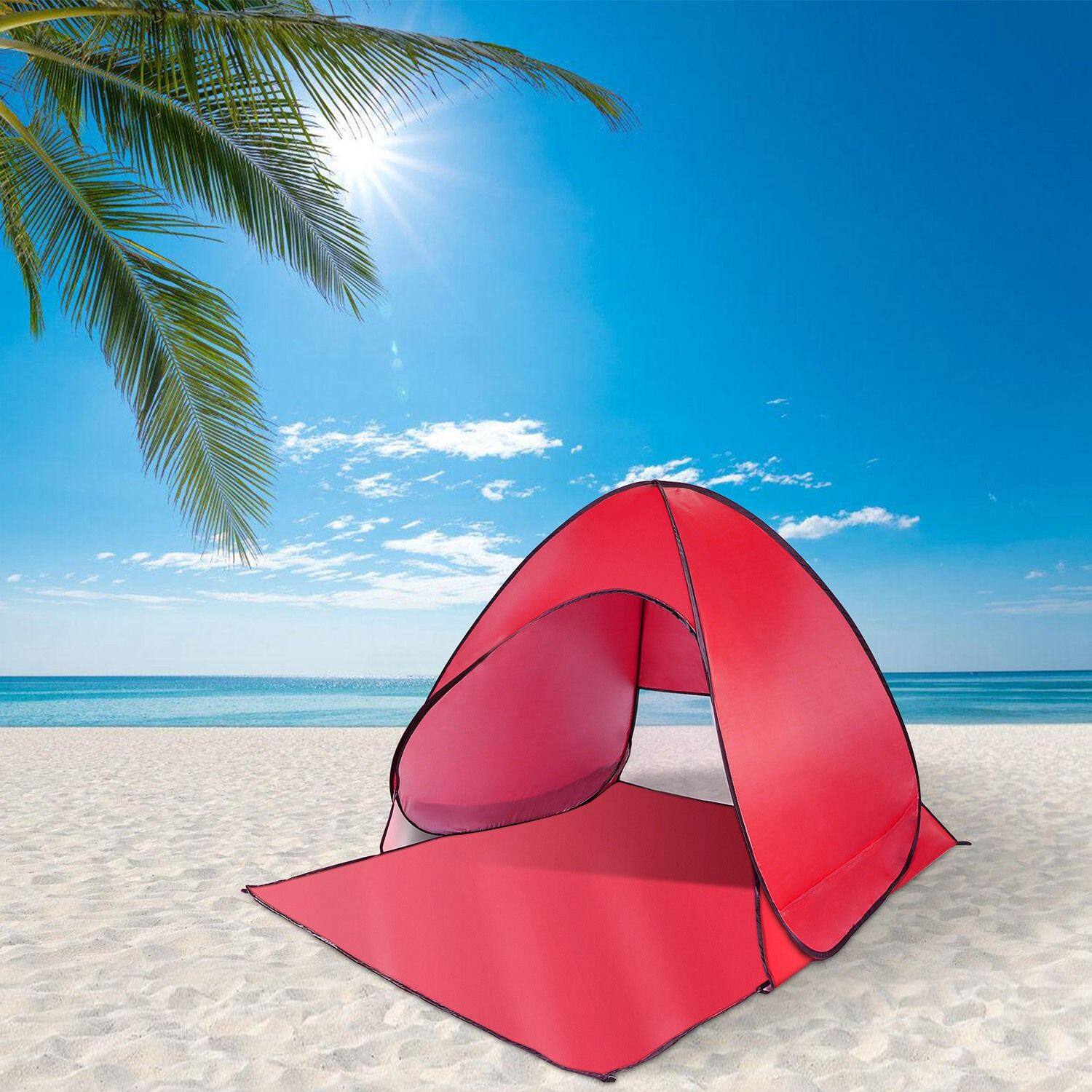 Alt View 2. Loheer - Loheer Pop Up Beach Tent Automatic Sun Shade Shelter Anti-UV Waterproof Canopy Red - Red.