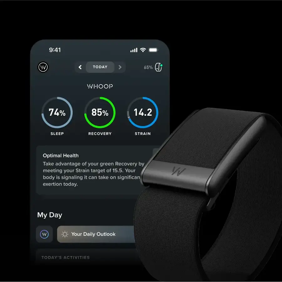 Woop Whatch WHOOP 5.0 One Health and Fitness Tracker 12 Month Membership Jet Black ...