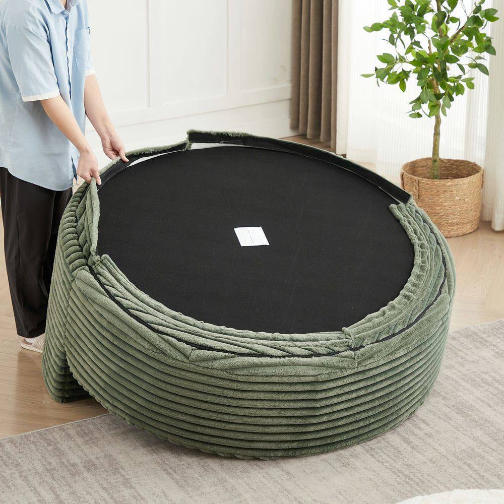 Alt View 10. Resenkos - 55"L Corduroy Single Sofa, Fluffy Modern Sleeper Chair for Living Room & Bedroom, No Assembly, Green - Green.