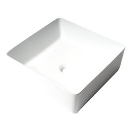 Alfi - 16" Modern Square Above Mount Ceramic Sink - White