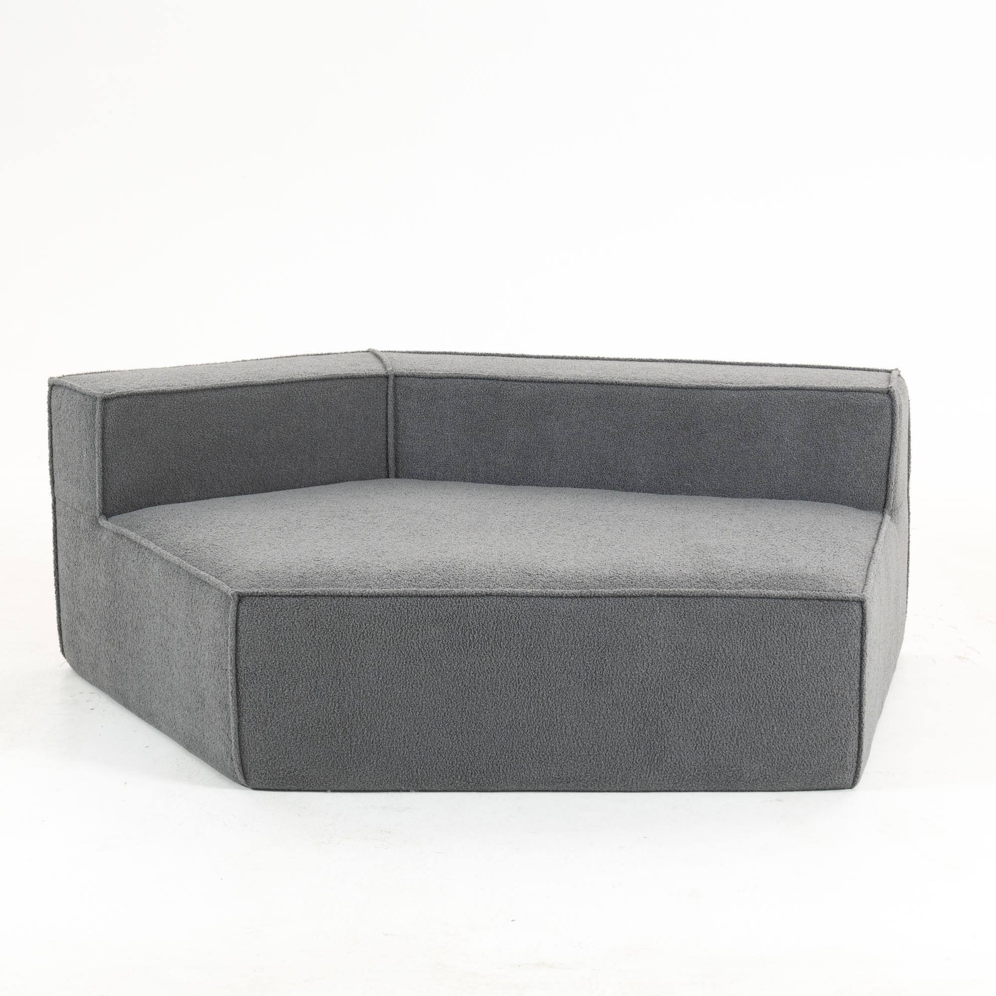 Alt View 2. GOODSILO - Soft Teddy Fleece Single Sofa Chair with Wide Seat and Back Cushions for Cozy Lounging in Small Spaces - Blue Gray.