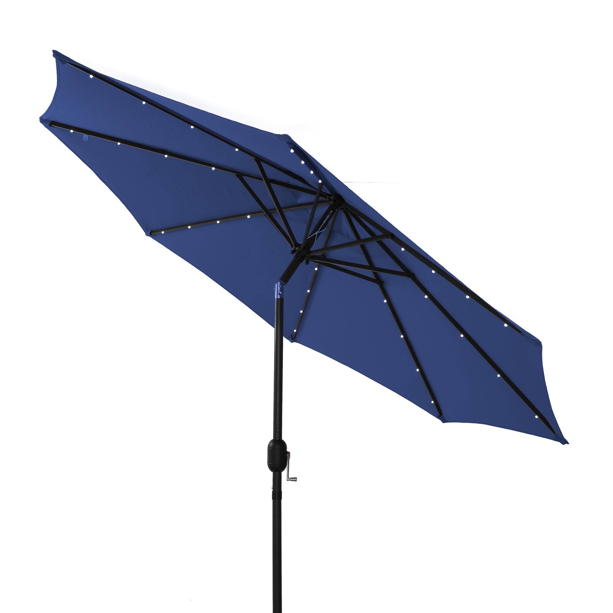 Alt View 1. Boyel Living - 9 ft Patio Umbrella Outdoor Market 32 LED Solar Umbrella with Tilt and Crank (Navy Blue) - Navy Blue.