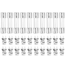 Unique Bargains - Glass Tube Fuses, 5x20mm 7A 250V Quick Fast Blow Glass Cartridge Tube Fuse with 20pcs Safety Clip 10pcs