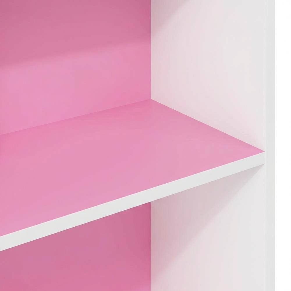 Alt View 1. FurniFact - Engineered Wood Bookcase with Open Shelving for Storage and Display - Pink/White.