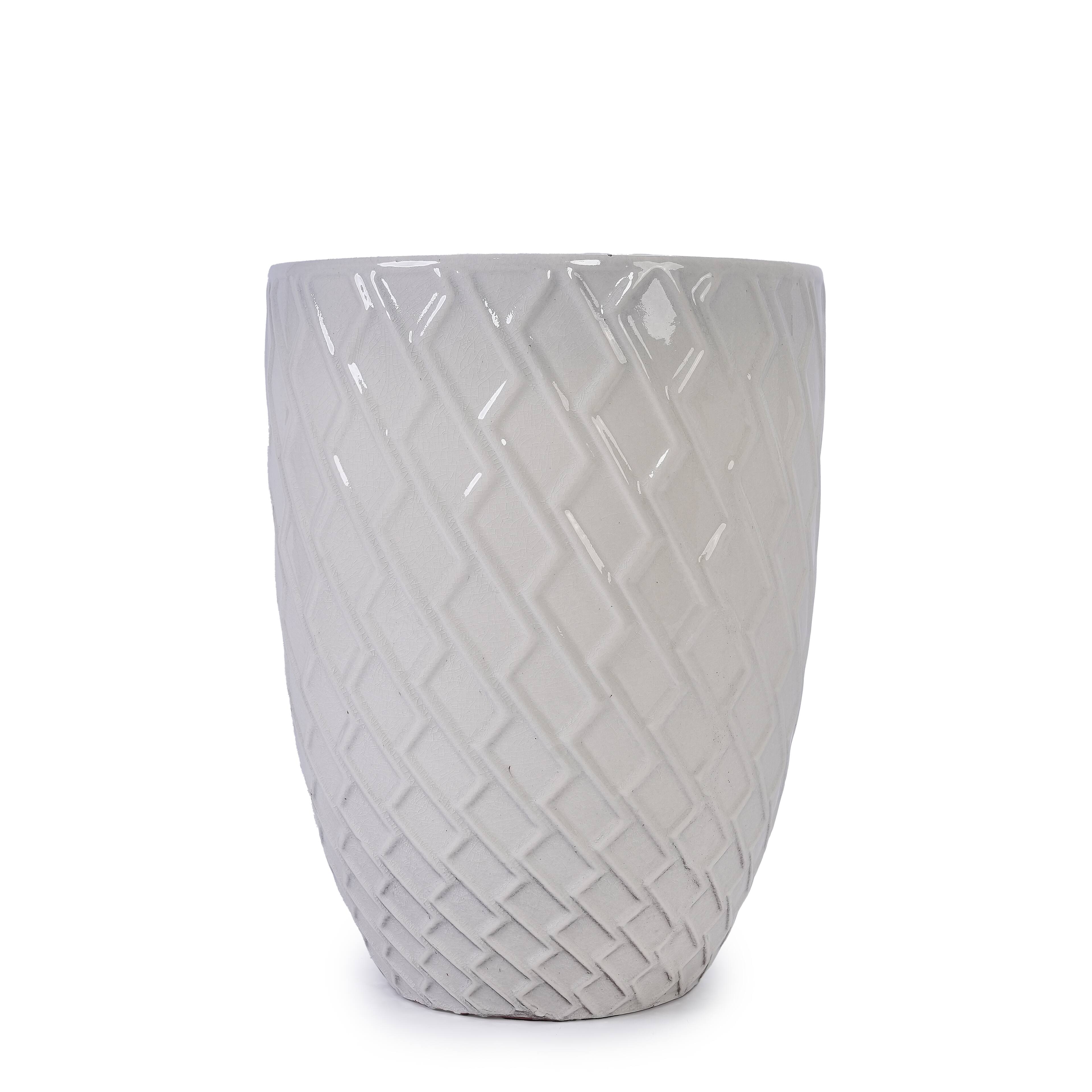 Alt View 3. Loheer - Loheer Large Ceramic Planter Pot, White Handmade Tree Planter Pot with Drainage Hole, Indoor Outdoor, 21.26 H.