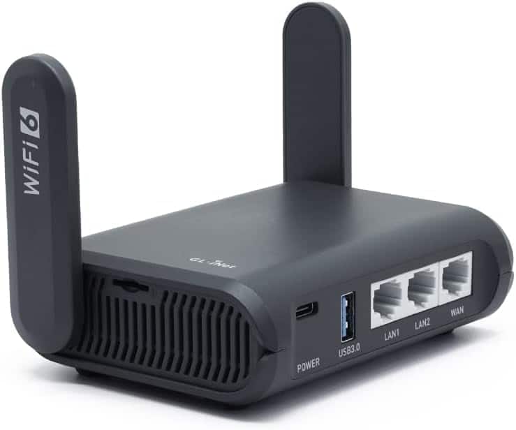 GL.iNet - GL-AXT1800 Slate AX Pocket-Sized Wi-Fi 6 Travel Router with VPN - Black