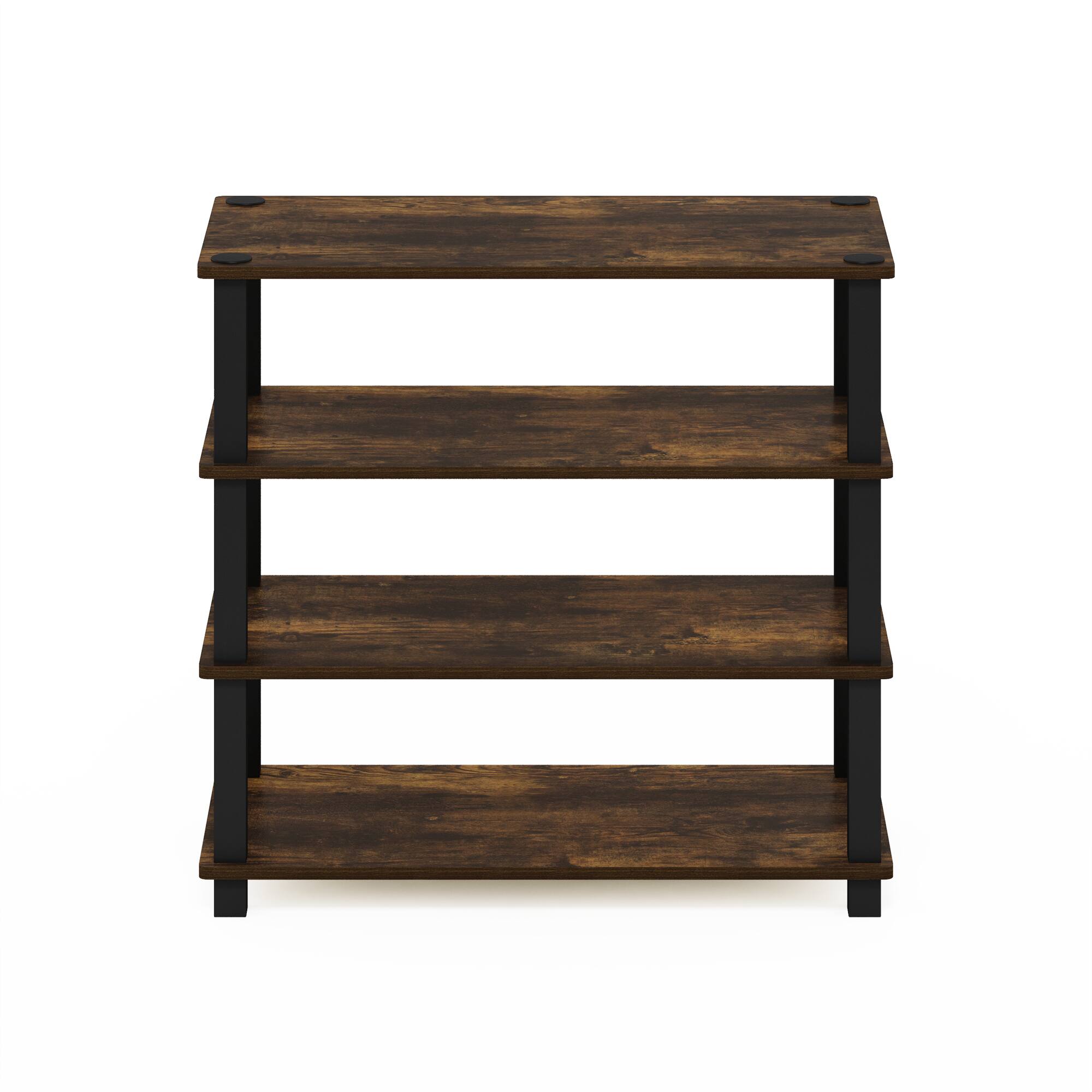 Alt View 2. Furinno - Turn-S-Tube 4-Tier Shoe Rack - Amber Pine/Black.