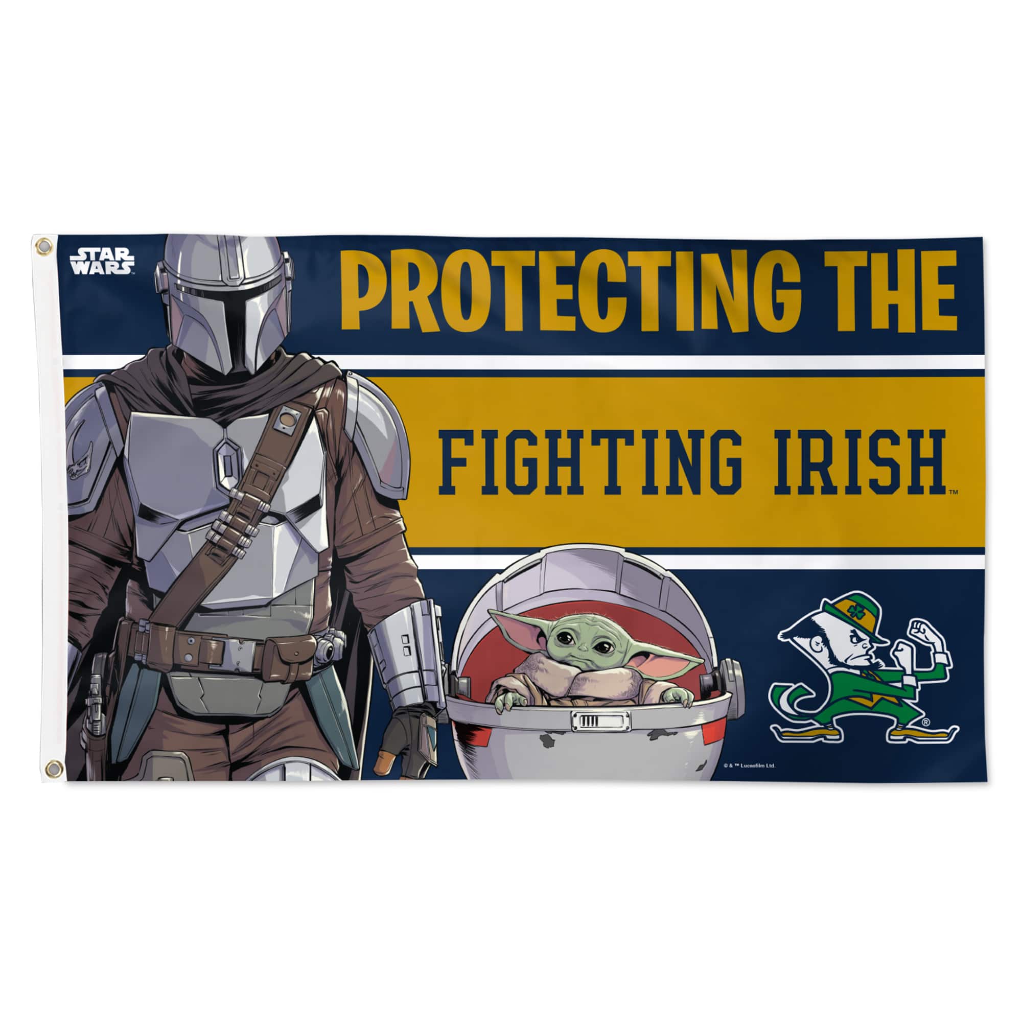 WinCraft - Notre Dame Fighting Irish 3' x 5' Star Wars Mandalorian Deluxe Single-Sided Flag - Multicolor