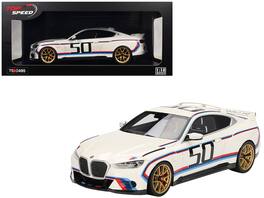 BMW M4 3.0 CSL #50 Stripes 1/18 Model Car by Top Speed - White with Blue and Red