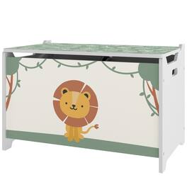 Qaba - Box with Lid, Safety Hinges and Groove Handles, Toy Storage Organizer for Kids, Living Room - Green