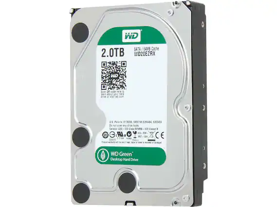 2.0TB
SATA I / 64MB Cache
WD20EZRX
Scan QR code here to learn about your hard drive or visit wd.com
U.S. Patents: 5178055, 5956196, 6289484, 6263459
Do not cover any drive holes
Canada ICES-003 Class B/NMB 003 Classe B
KCC KCC-REM-20
FRAGILE
Product warranty will be void if seal, label or cover is removed or damaged
WD Green Desktop Hard Drive