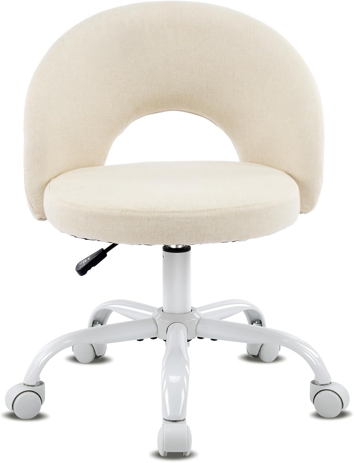 Alt View 8. Winado - Small Vanity Chair with Wheels for Girls Cute Adjustable Height Armless Office Desk Chair 360°Swivel Comfy Rolling Chair - Linen Light Yellow.