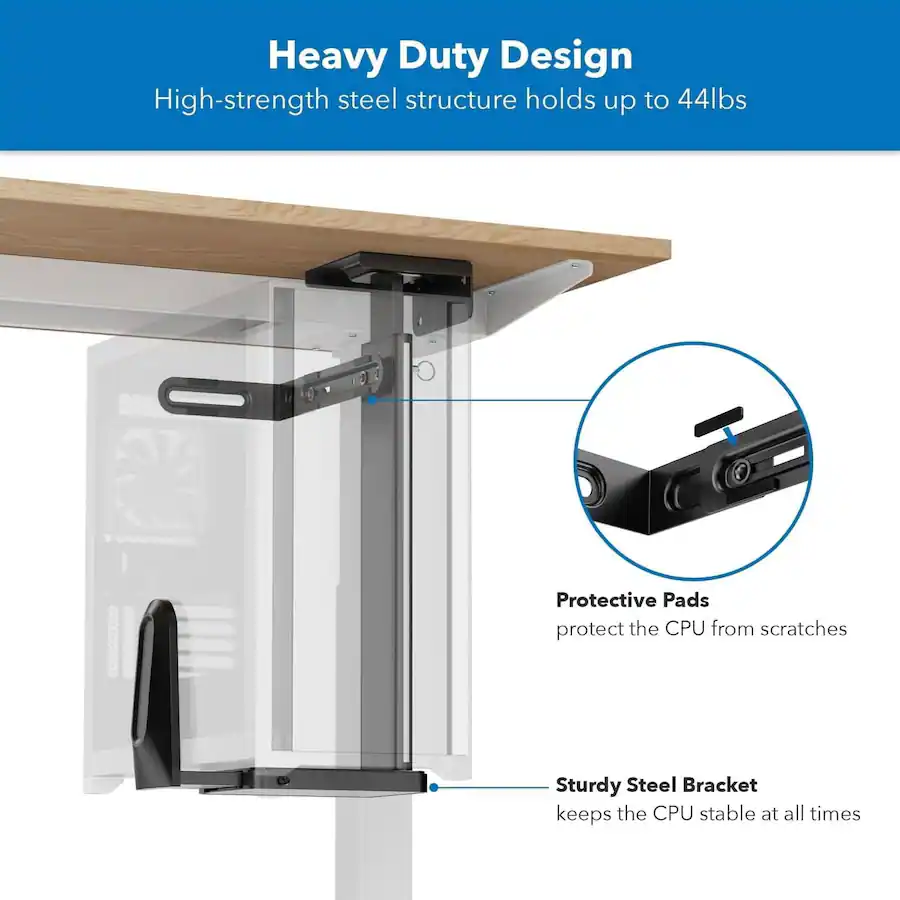 Computer Steel Mounts Mount It! Heavy Duty Adjustable Under Desk & Wall CPU Mount with Multi ...