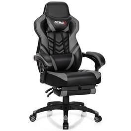 WELLFOR - Adjustable Gaming Chair with Footrest for Home Office - Gray