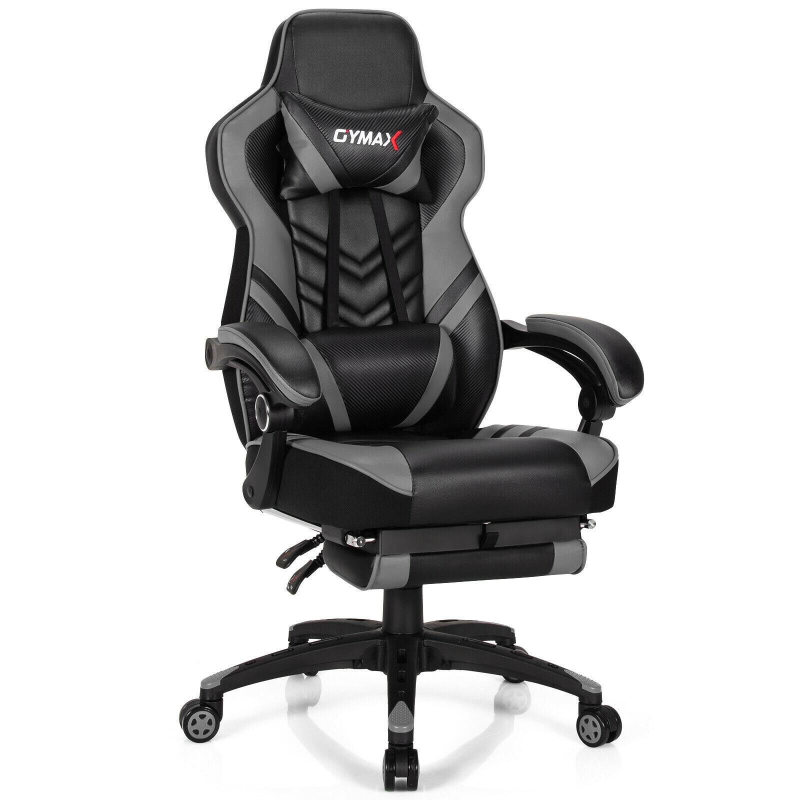 Front. WELLFOR - Adjustable Gaming Chair with Footrest for Home Office - Gray.