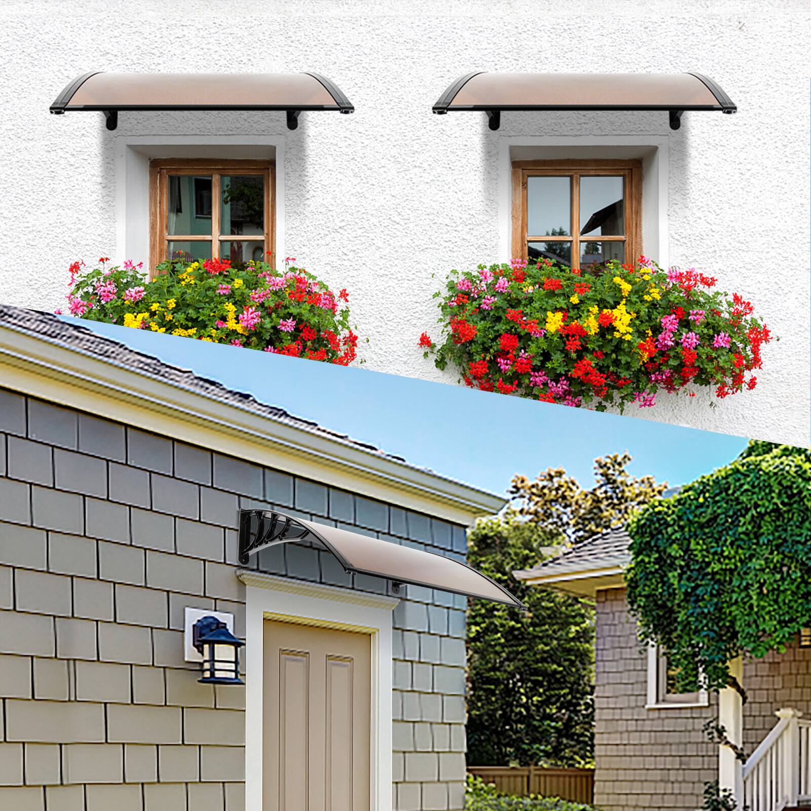 Alt View 2. Winado - Window Awning Door Canopy 40"x40", Upgraded Aluminum Bar Outdoor Patio Awning Canopy UV Rain Snow Sunlight Protection.