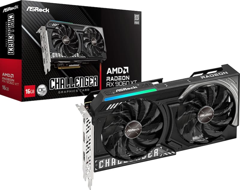 ASRock - Challenger Radeon RX 9060 XT 16GB GDDR6 PCI Express 5.0 x16 Graphics Card