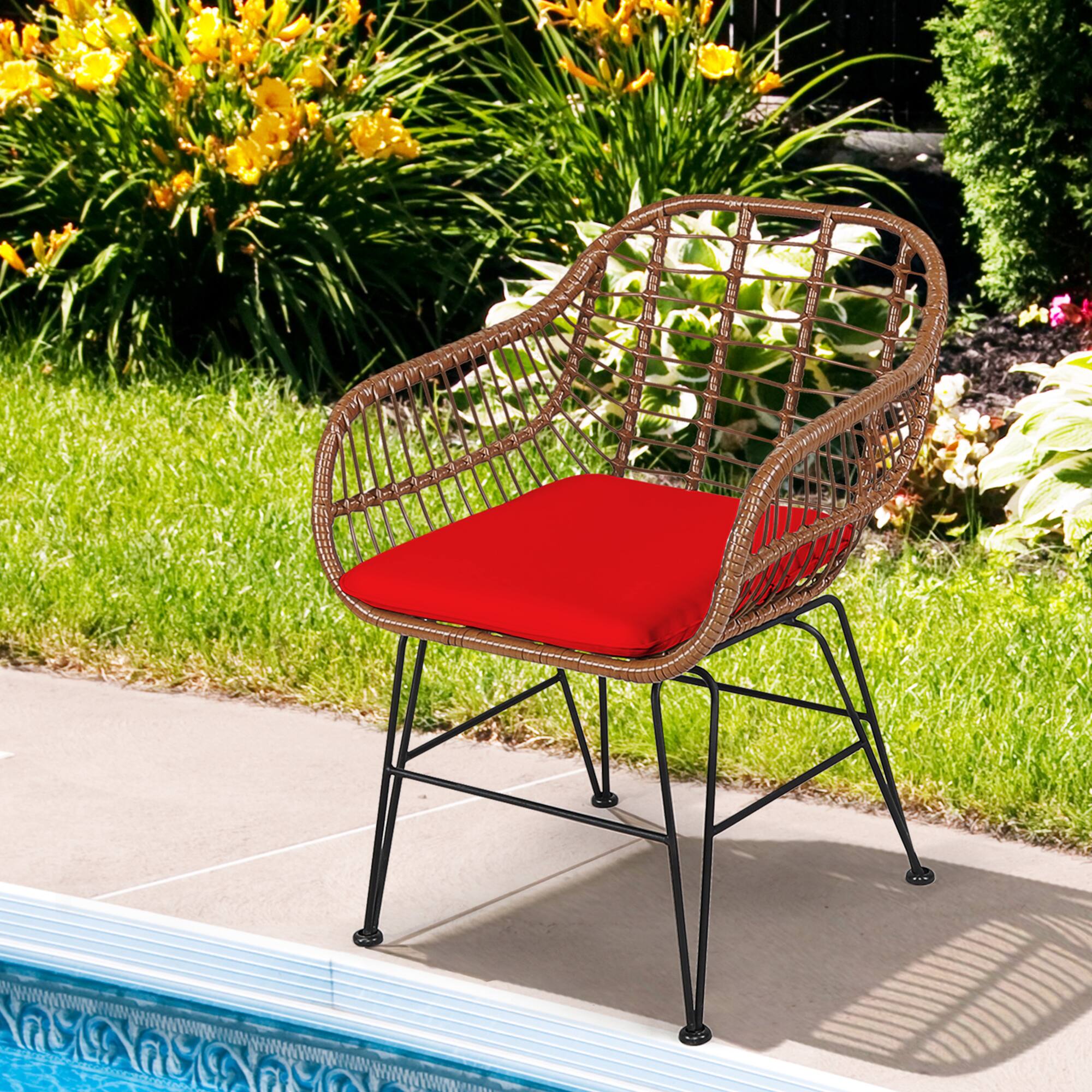 Alt View 4. Gymax - Gymax 3PCS Rattan Patio Conversation Set Bistro Chat Set w/ Red Cushions - Red.