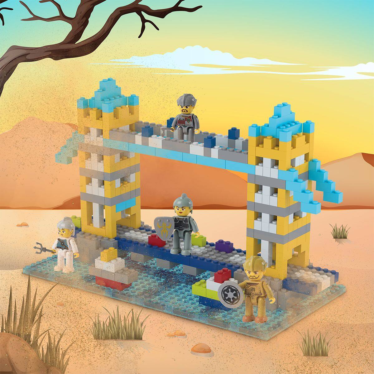 Alt View 3. PicassoTiles - PICASSO-TILES Medieval King & Knights Magnetic Action Figures, Magnet Expansion Set for Building Tile Blocks for Kids.