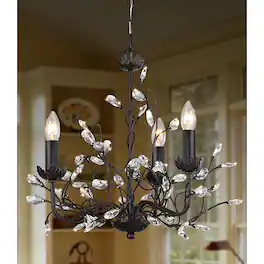 Hivvago - 3-Light Iron and Crystal Chandelier - Black/Silver