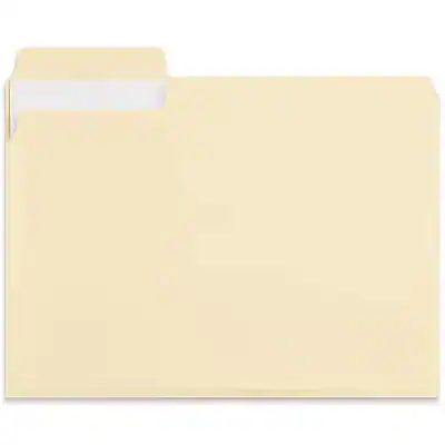 Front. Staples - Staples Heavy Duty File Folder, 1/3-Cut Tab, Letter Size, Manila, 50/Box (ST62566) - Manila.