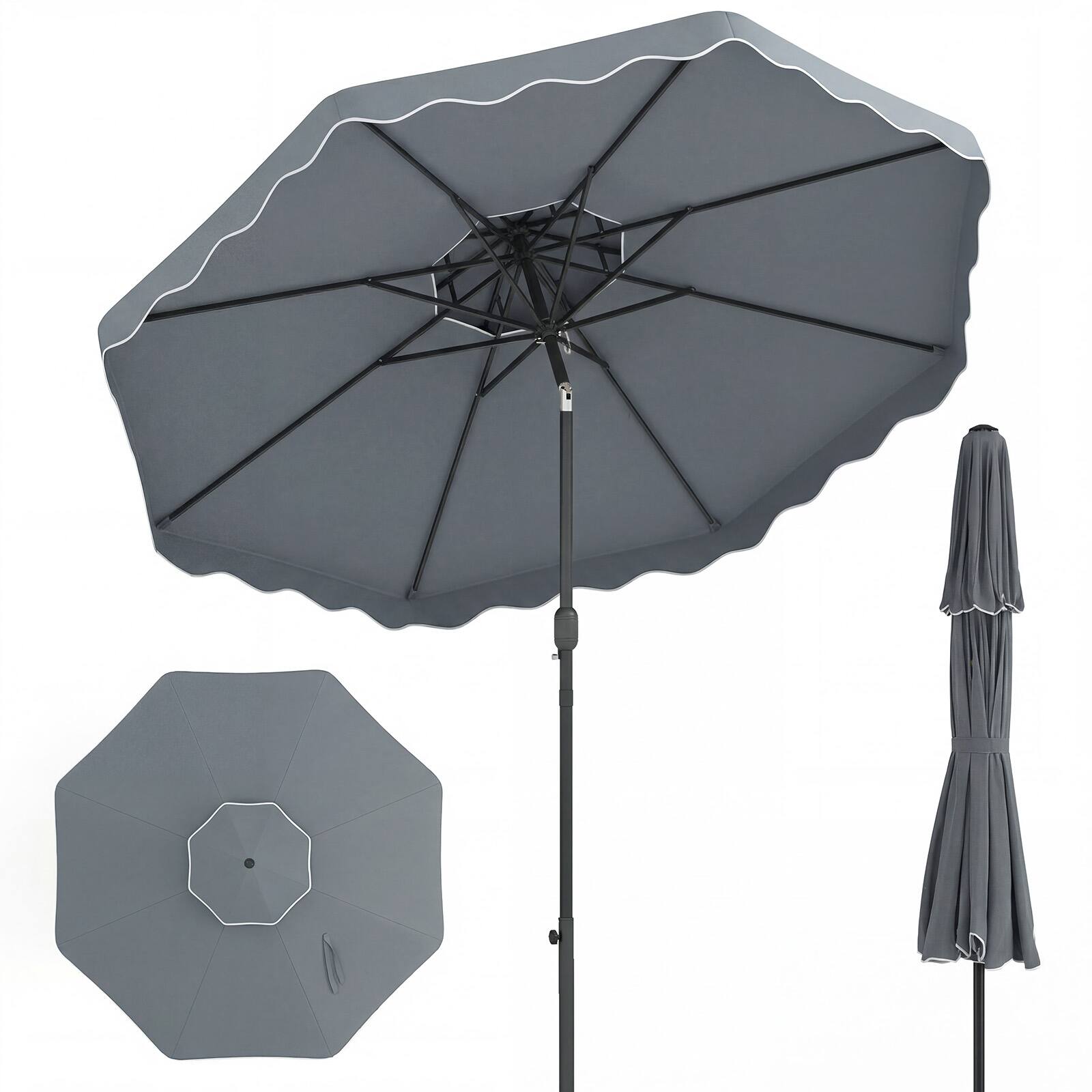 Gymax - 10 FT Patio Umbrella w/Push Button Tilt & Crank 2-Tier Vented Top 8 Metal Ribs - Gray price history on PriceWatchPro