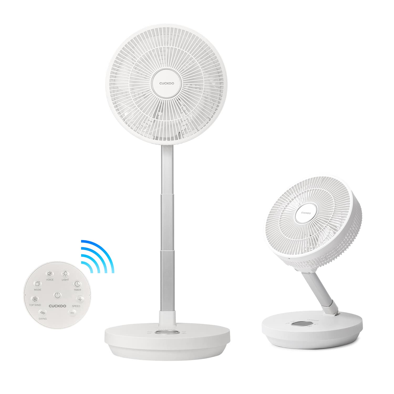 CUCKOO ELECTRONICS - Cuckoo True Wireless Portable Folding Fan, 4 Wind & 12 Speed Modes, 4,850mAh, Up to 30 Hours CF-ECL1010WH - White