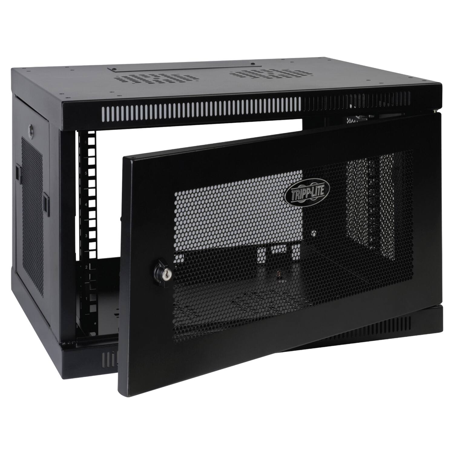 Back. Tripp Lite - SmartRack 9U Low-Profile Switch-Depth Wall-Mount Mini Rack Enclosure Cabinet SRW9U - Black.