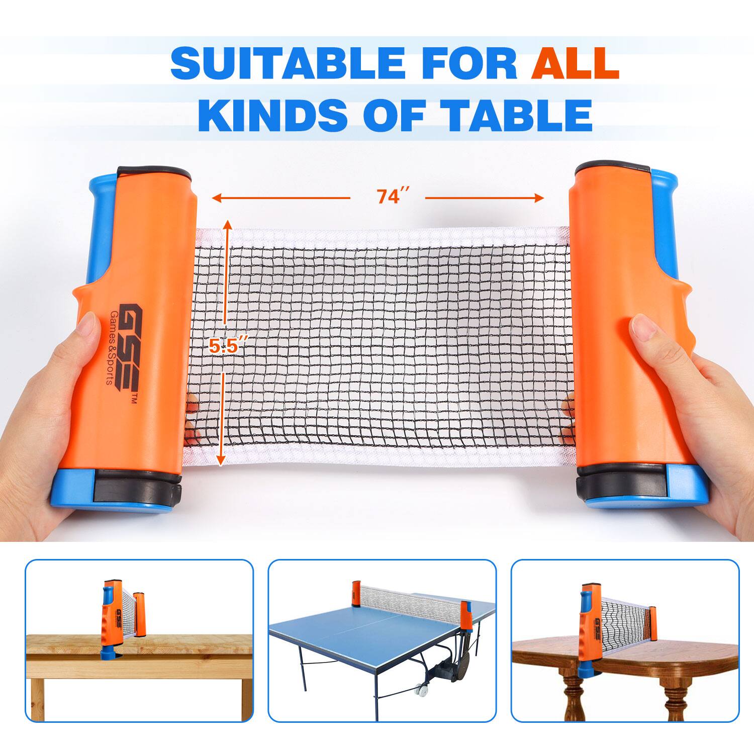 SUITABLE FOR ALL KINDS OF TABLE
74"
Games & Sports SD TM 5.5"