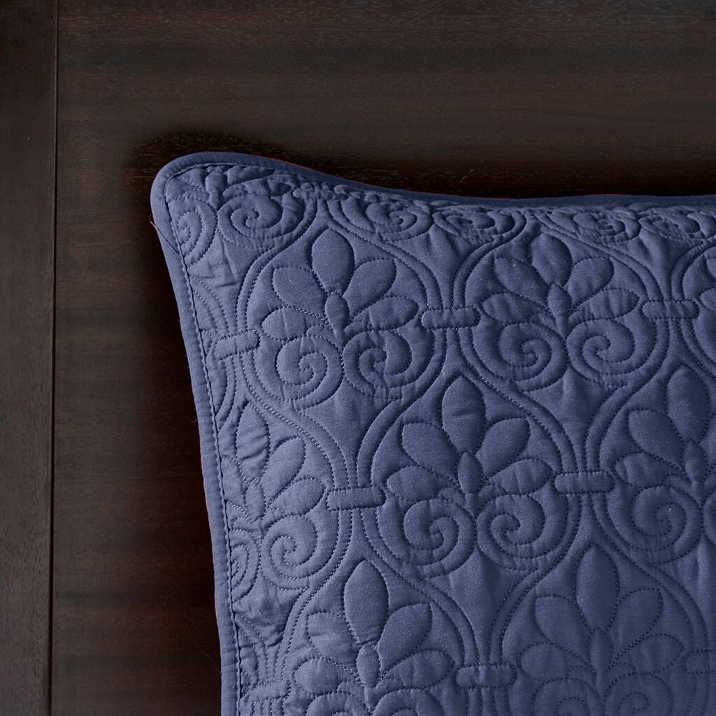 Alt View 2. Gracie Mills - Gracie Mills Sandy Reversible Bedspread Set with Classic Stitch Pattern - Navy.