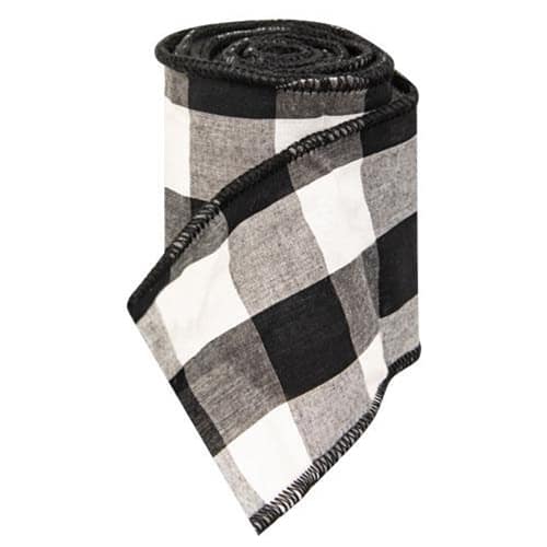 BreeBe - *Wired Black & White Buffalo Check Ribbon 3" x 9 Ft - Black, White