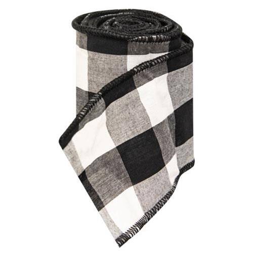 Front. BreeBe - *Wired Black & White Buffalo Check Ribbon 3" x 9 Ft. - Black, White.